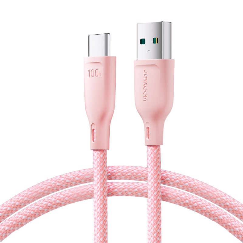 
Multi-Color Series USB-A – USB-C laidas 100W greitas perdavimas 1m rožinis
