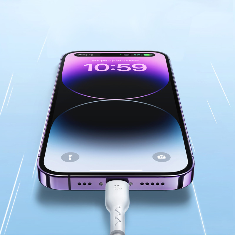 
Kabelis iPhone Flash-Charge Series USB-C - Lightning 30W 1m baltas
