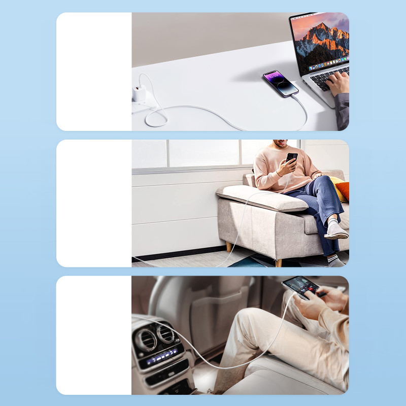 
Kabelis iPhone Flash-Charge Series USB-C - Lightning 30W 1m baltas
