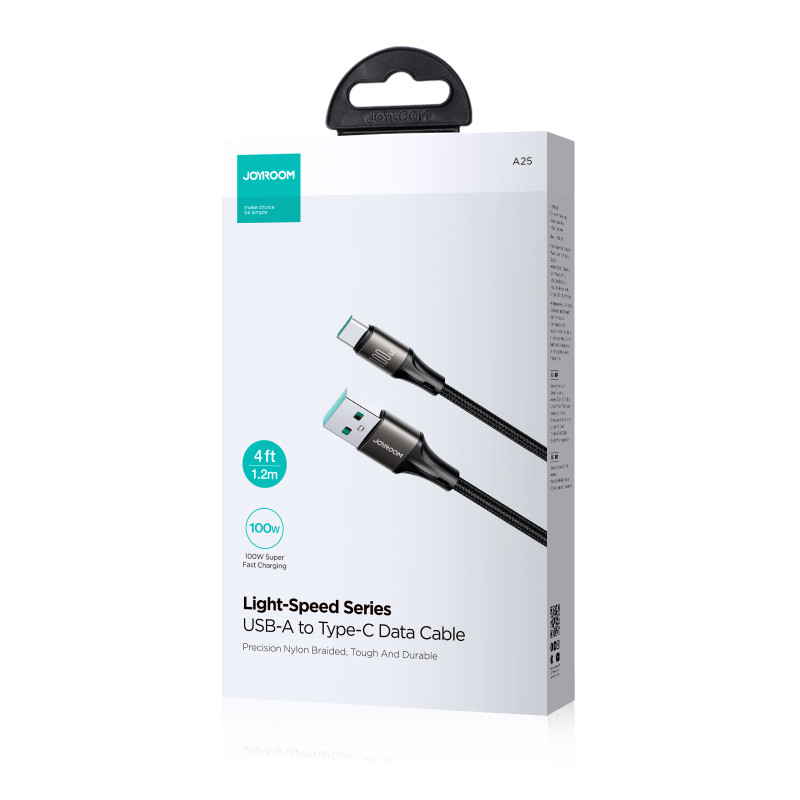 Light-Speed Series USB-A - USB-C greito perdavimo kabelis 100W 1,2m juodas