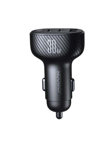
Automobilinis įkroviklis su ekranu 2x USB-C USB-A 30W juodas
