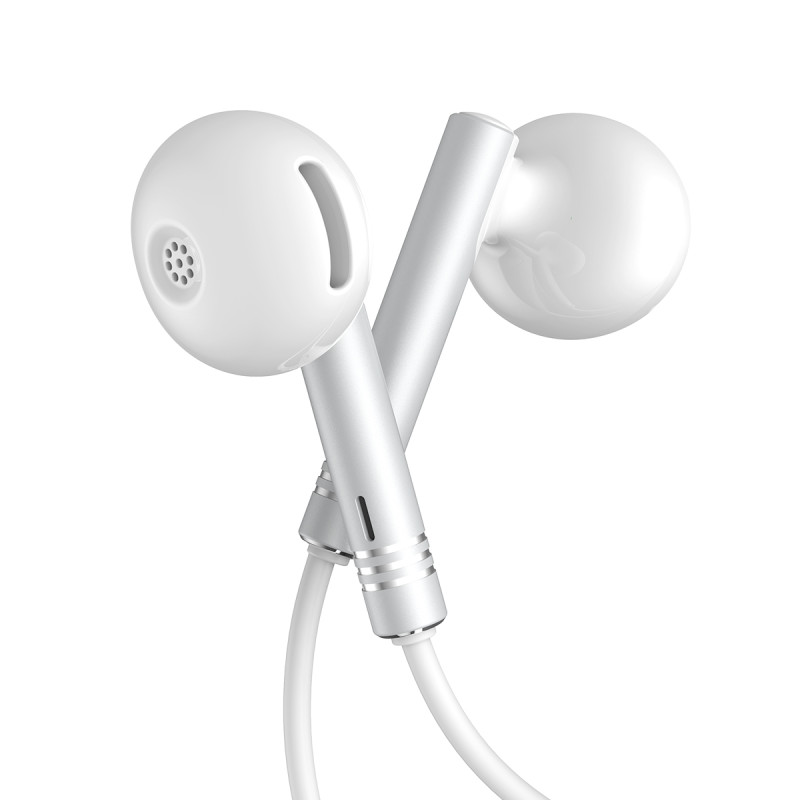 SuperBAS Wired Series JR-EW06 laidinės ausinės, metalinės sidabrinės ir baltos spalvos