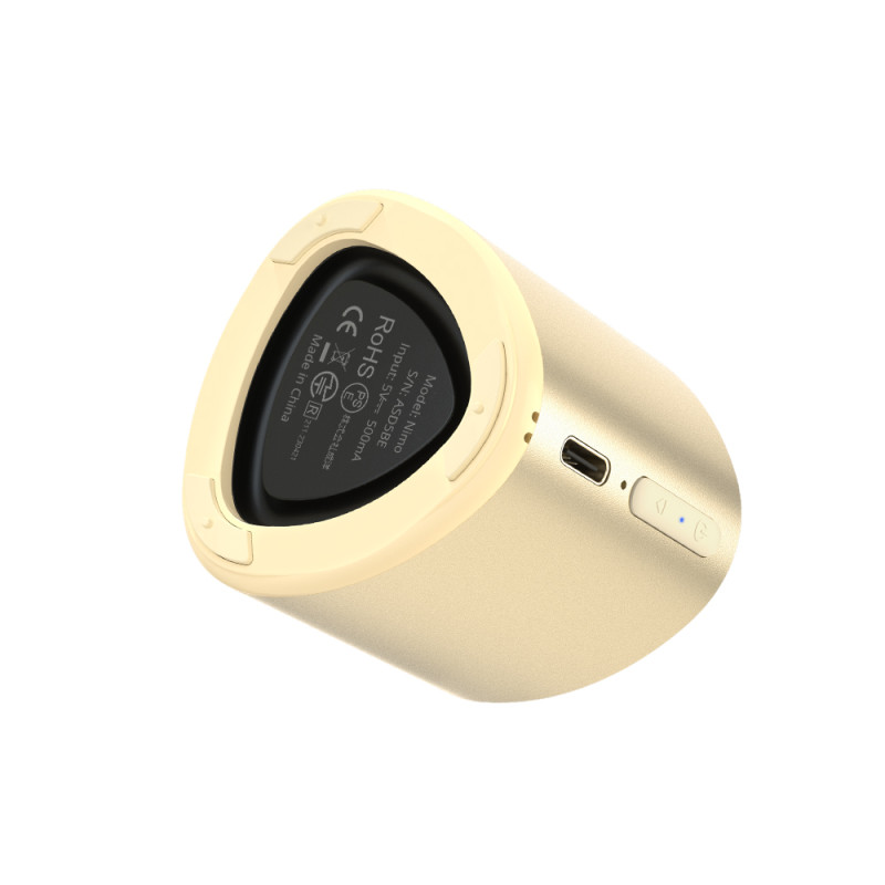 Mažas Mini TWS Nimo Bluetooth 5.3 5W belaidis garsiakalbis, auksinis