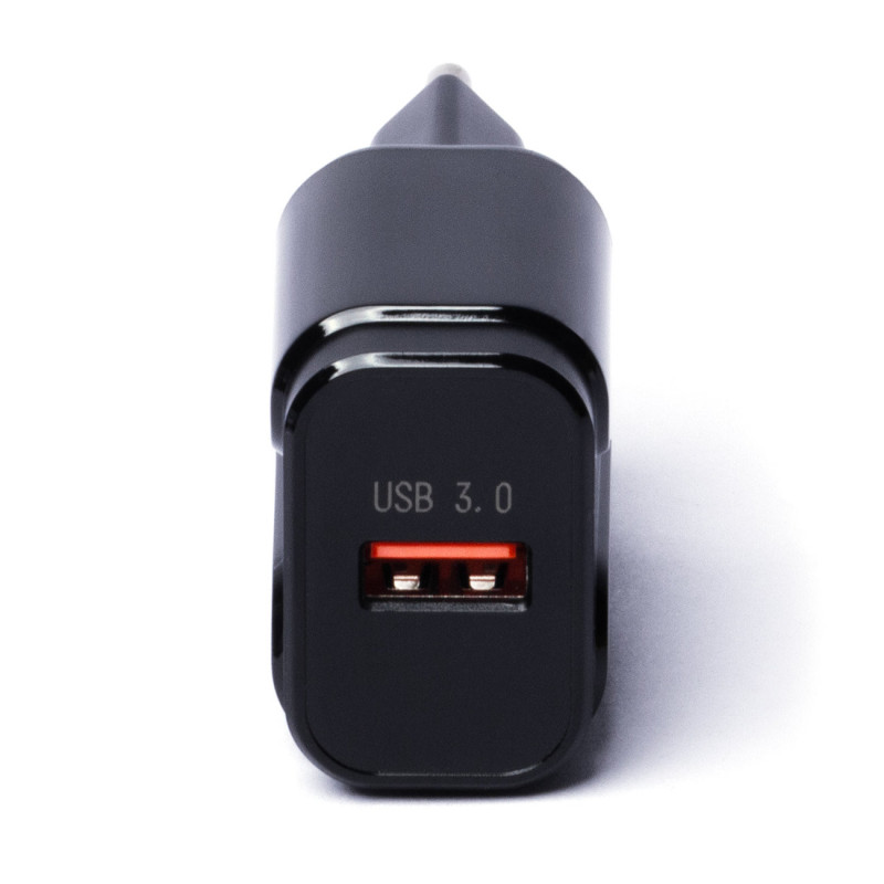 USB 3.0 sieninis įkroviklis juodas