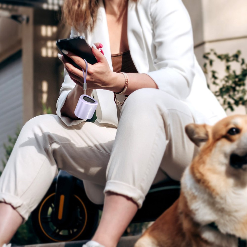 Mažas mini belaidis garsiakalbis TWS Nimo Bluetooth 5.3 5W purpurinis