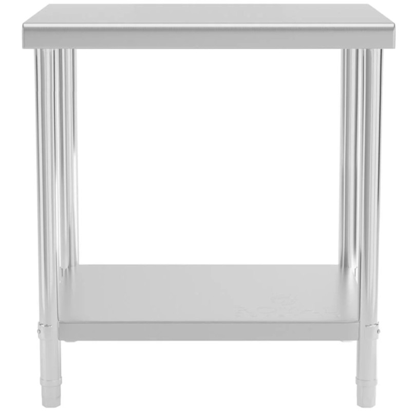 Stalas, centrinis plieninis stalviršis su lentyna 80 x 60 cm