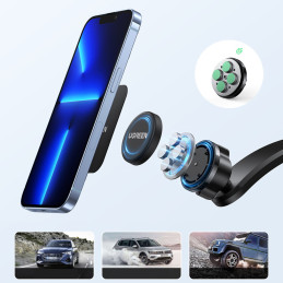 Magnetinis automobilio telefono laikiklis kabinos priekiniam stiklui juodas