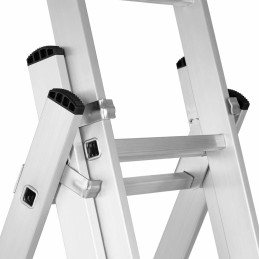 
Aliuminio kopėčios, 3 x 6 laipteliai, aukštis 321 cm, iki 150 kg
