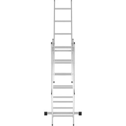 
Aliuminio kopėčios, 3 x 6 laipteliai, aukštis 321 cm, iki 150 kg
