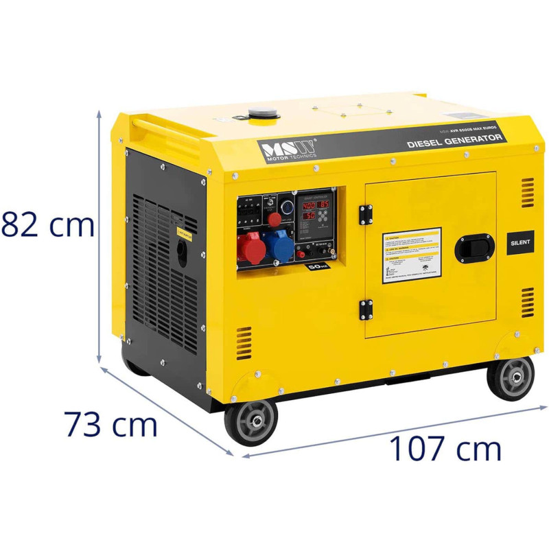 Dyzelinių generatorių komplektas ant ratų 240/ 400 V 8500 W 10 kVA 30 l