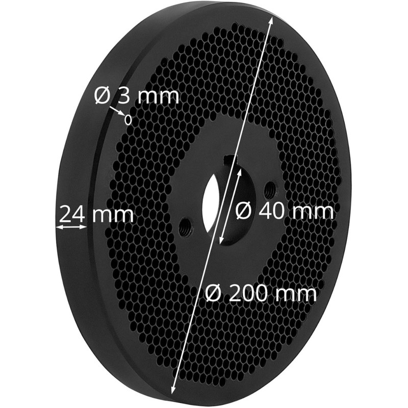 Granulių malūno WIE-PM-1000 sietelio matrica granulėms, sk. 200 mm x 27 mm skylės 3 mm