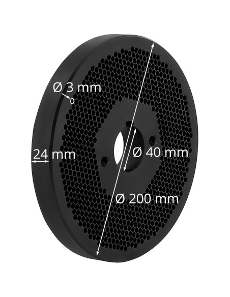 Granulių malūno WIE-PM-1000 sietelio matrica granulėms, sk. 200 mm x 27 mm skylės 3 mm
 
Granulių malūno WIE-PM-1000 sietelio matrica granulėms, sk. 200 mm x 27 mm skylės 3 mm