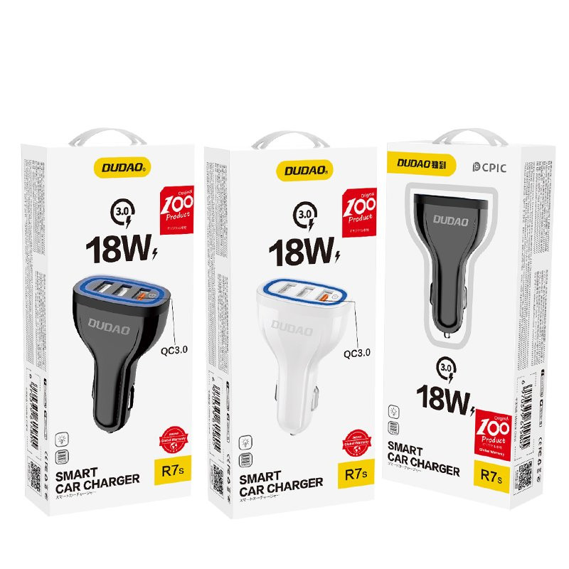 
Automobilinis įkroviklis 3x USB Quick Charge 3.0 QC3.0 2.4A 18W juodas
