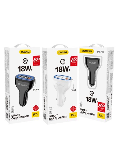 
Automobilinis įkroviklis 3x USB Quick Charge 3.0 QC3.0 2.4A 18W juodas
