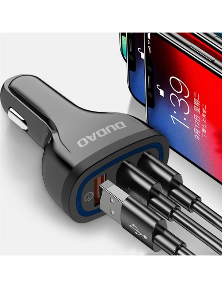 
Automobilinis įkroviklis 3x USB Quick Charge 3.0 QC3.0 2.4A 18W juodas
