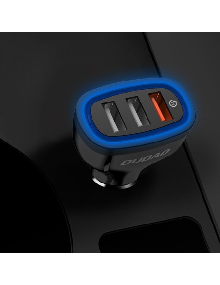 
Automobilinis įkroviklis 3x USB Quick Charge 3.0 QC3.0 2.4A 18W juodas
