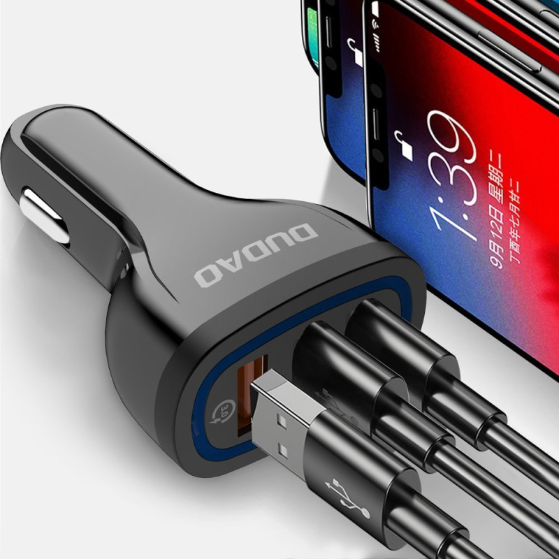 Automobilinis įkroviklis 3x USB Quick Charge 3.0 QC3.0 2.4A 18W balta