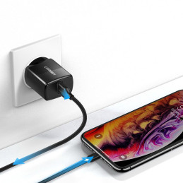 
Mažas USB 2.1A telefono pakrovėjas, juodas
