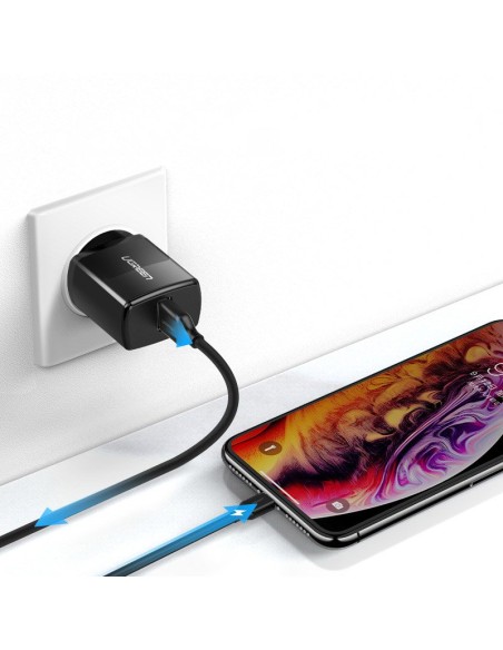 
Mažas USB 2.1A telefono pakrovėjas, juodas
