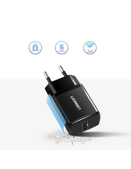 
Mažas USB 2.1A telefono pakrovėjas, juodas
