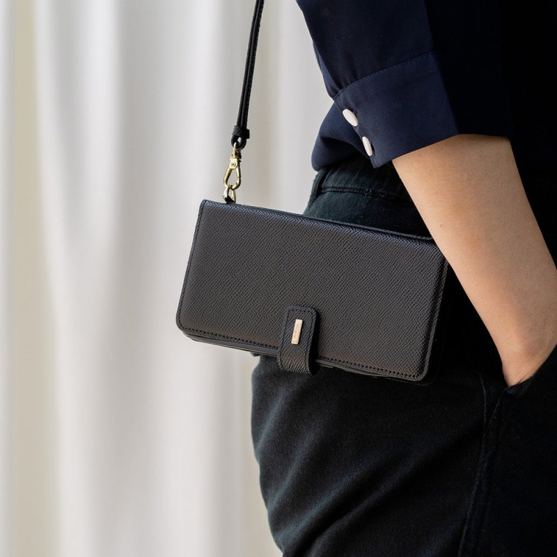 Odinis dėklas su atvartu ir peties dirželiu, skirtas Galaxy Note 20, juodas