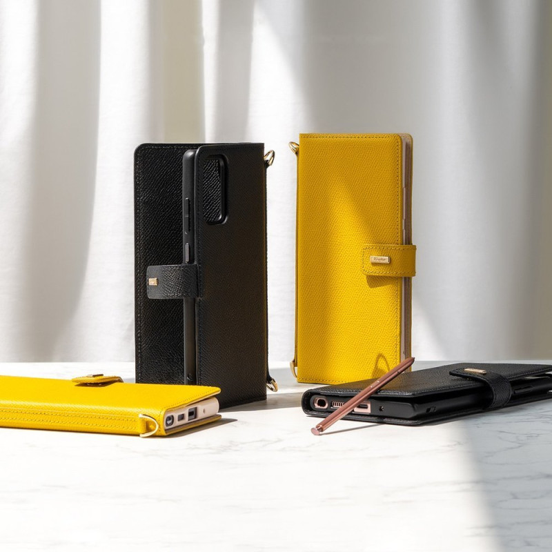 Odinis dėklas su atvartu ir peties dirželiu, skirtas Galaxy Note 20, juodas