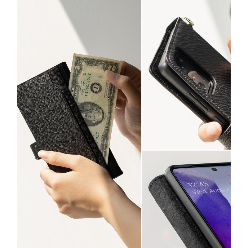 Odinis dėklas su atvartu ir peties dirželiu, skirtas Galaxy Note 20, juodas