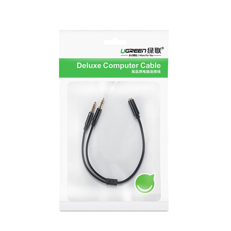 AUX 3,5 mm mini lizdo skirstytuvo adapteris mikrofonui ir ausinėms, juodas