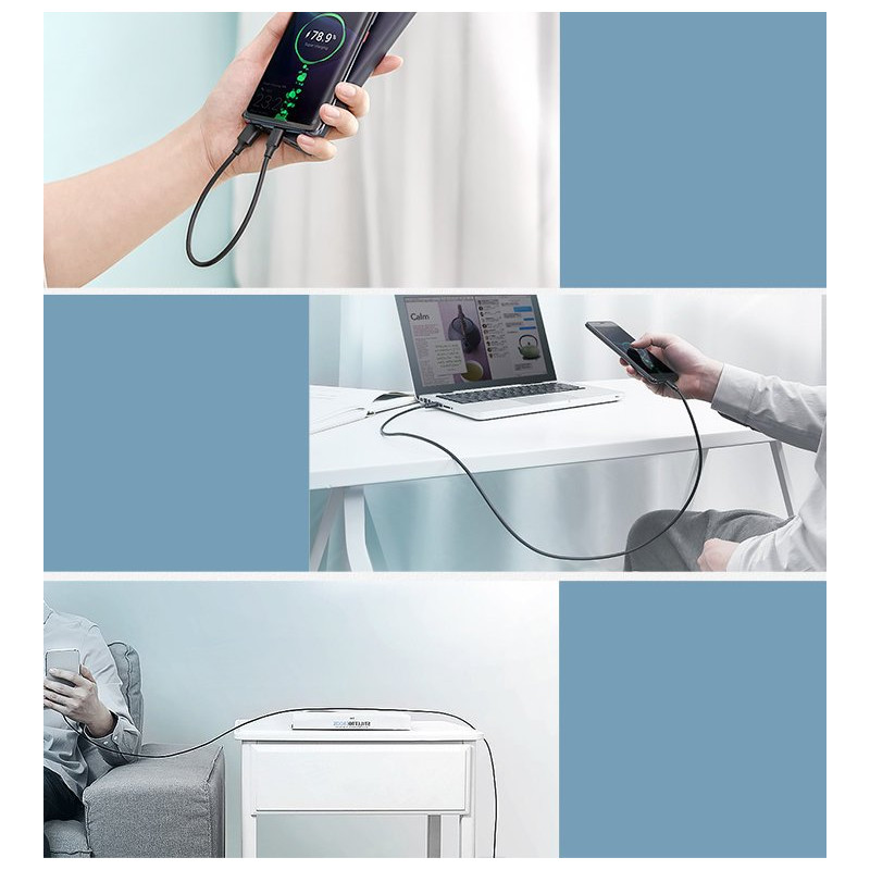 Patvarus USB - USB-C laidas 480 Mbps 3A 1,5 m juodas