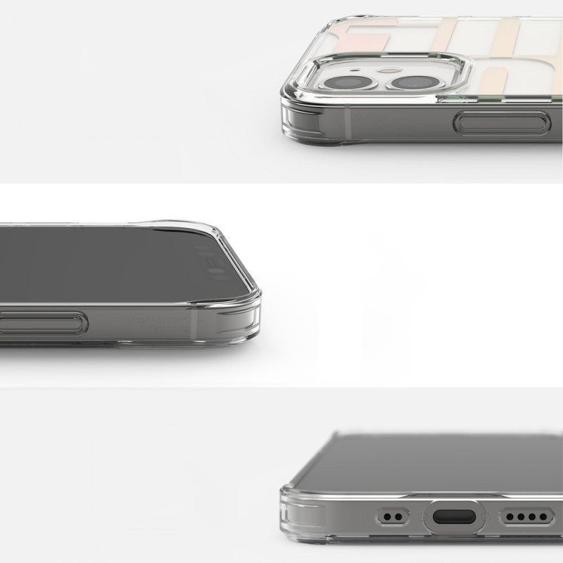 Šarvuotas dėklas su gelio rėmeliu, skirtas iPhone 12 mini Fusion Design, rožinė ir žalia