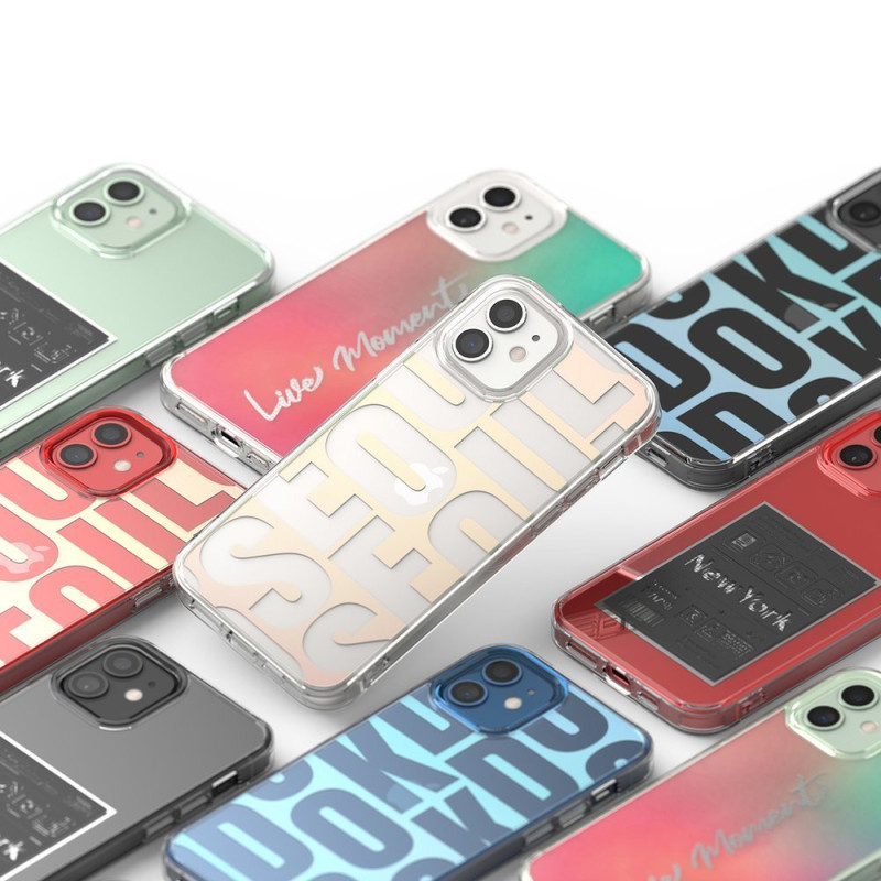 Šarvuotas dėklas su gelio rėmeliu, skirtas iPhone 12 mini Fusion Design, rožinė ir žalia