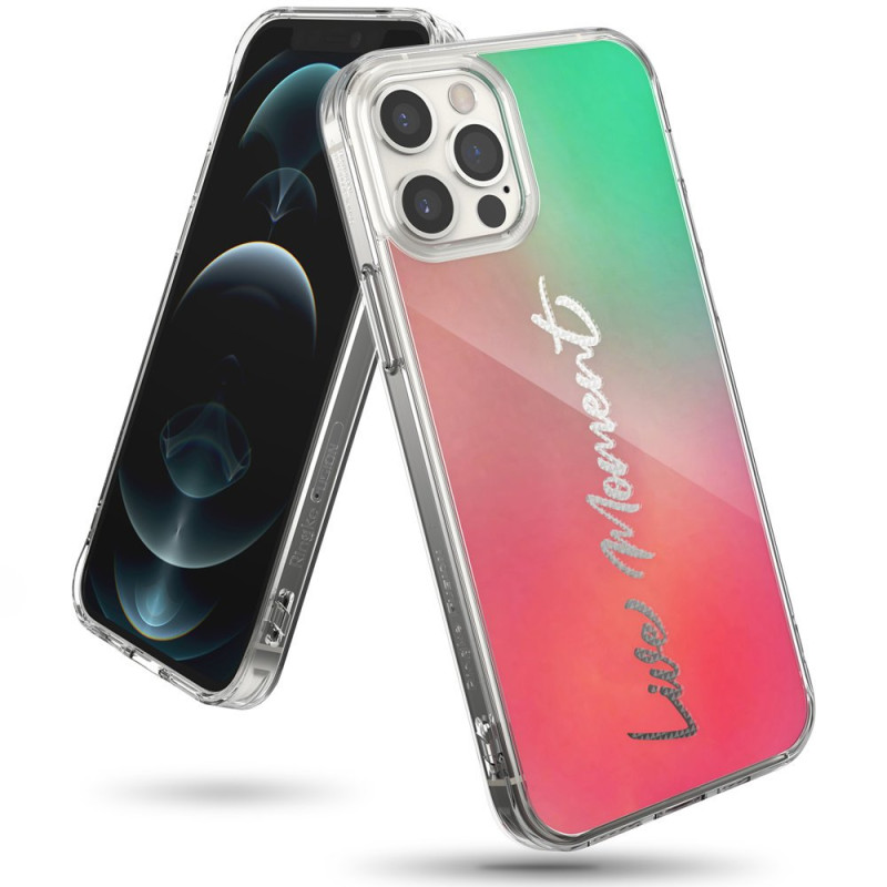 
Šarvuotas dėklo dangtelis su gelio rėmeliu iPhone 12 Pro Max Fusion Design rožinė-žalia
