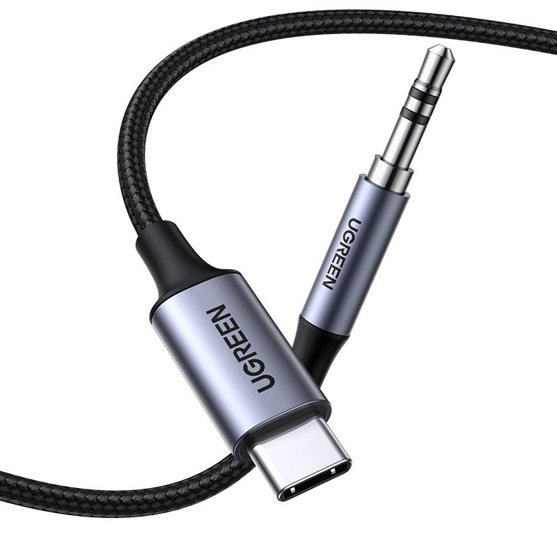 Stereo garso laidas AUX 3,5 mm mini lizdas - USB-C telefono planšetei 1m juodas