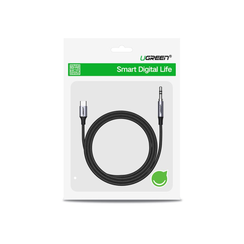 Stereo garso laidas AUX 3,5 mm mini lizdas - USB-C telefono planšetei 1m juodas