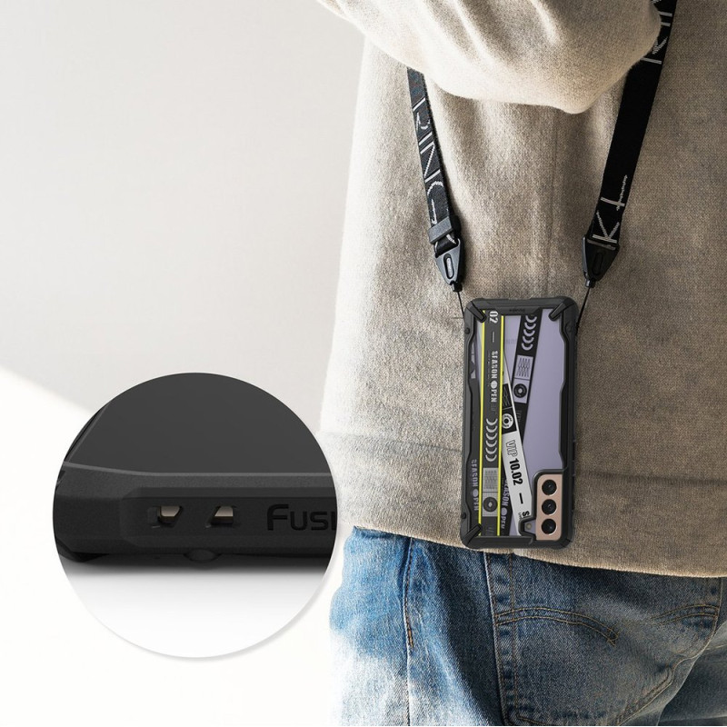 Galaxy S21+ 5G Fusion X Design Ticket šarvuotas dėklas su rėmeliu, juodas