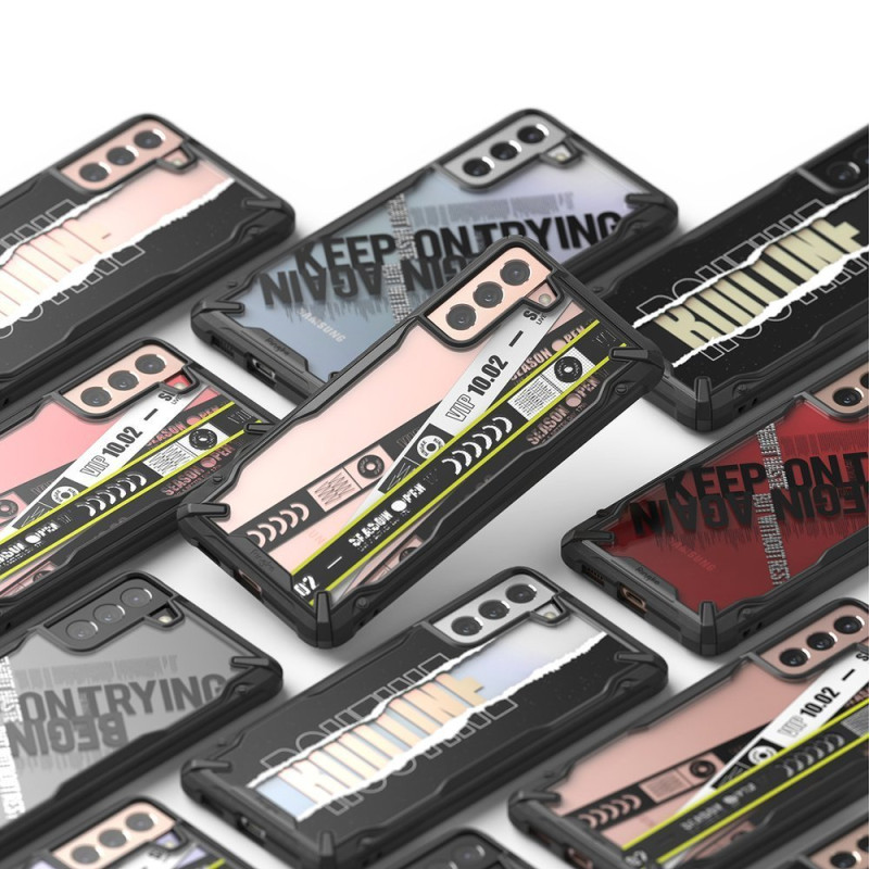 Galaxy S21+ 5G Fusion X Design Cross šarvuotas dėklas su rėmeliu, juodas