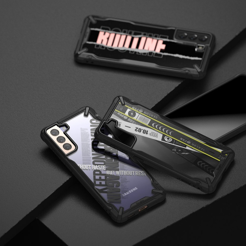 Galaxy S21+ 5G Fusion X Design Rutininis šarvuotas dėklas su juodu rėmeliu