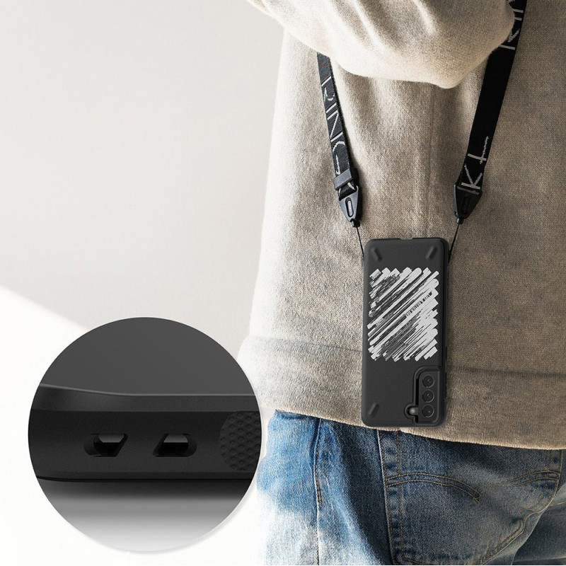 Patvarus Galaxy S21+ 5G Onyx Design Paint juodos spalvos dėklas ir dangtelis