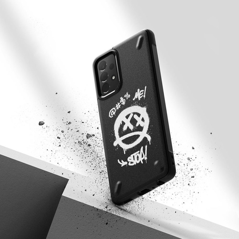 Patvarus, sustiprintas dėklas, skirtas GALAXY A72 4G ONYX Paint juodai