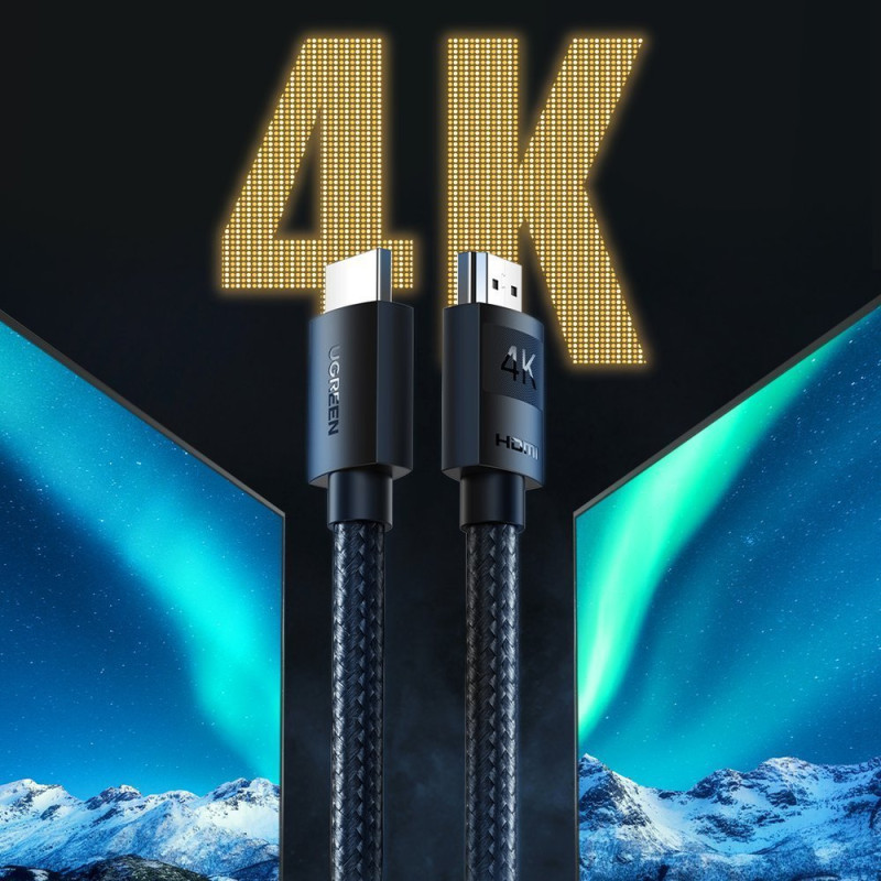 HDMI 2.0 4K garso ir vaizdo kabelis, patvarus, pintas, 1 m, juodas