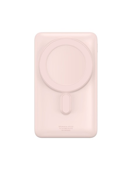 Maitinimo bankas su belaidžiu įkrovimu MagSafe 10000mAh 20W USB-C laidas 0,5m rožinis