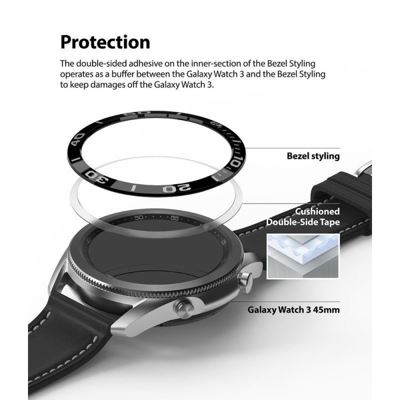 
Apsauginis žiedo rėmas, skirtas Galaxy Watch 3 45 mm Bezel Styling juodas
