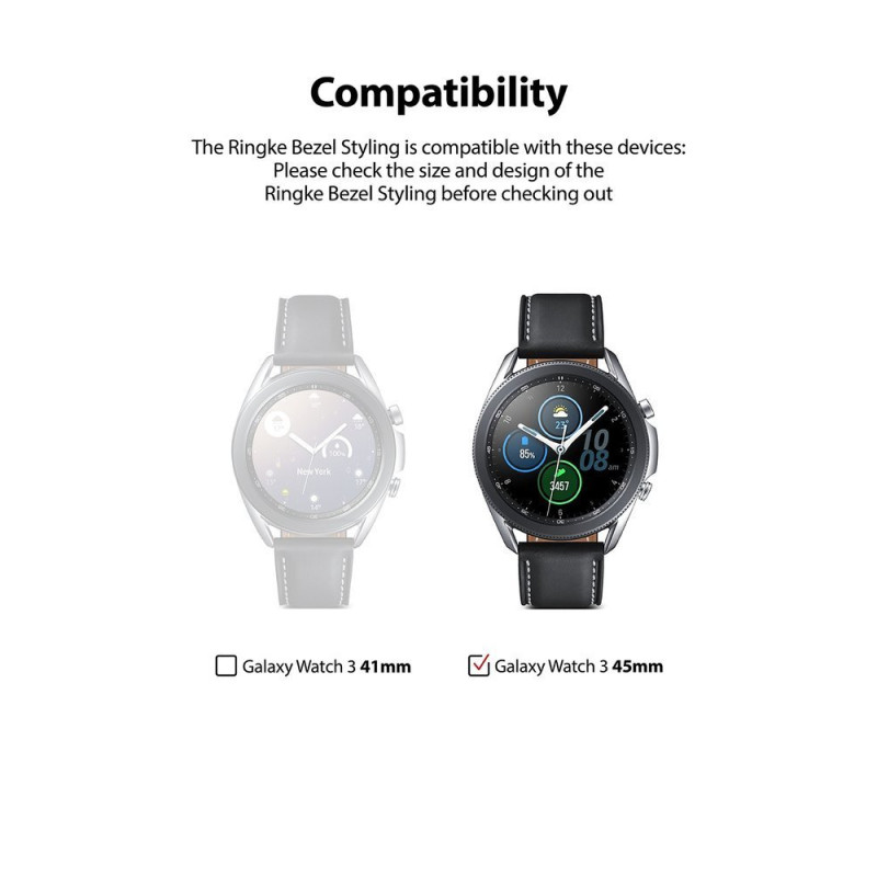 Apsauginis žiedo rėmas, skirtas Galaxy Watch 3 45 mm Bezel Styling juodas