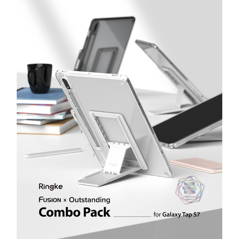 Tvirtas dėklas su gelio rėmeliu ir stovu Galaxy Tab S7 11& 39 & 39 Fusion Combo Išskirtinai pilka