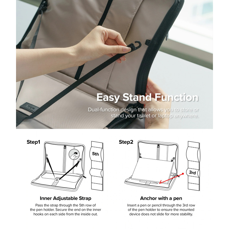 
Nešiojamojo planšetinio kompiuterio iki 13 colių „Smart Zip Pouch“ tamsiai mėlynos spalvos maišelio dėklas
