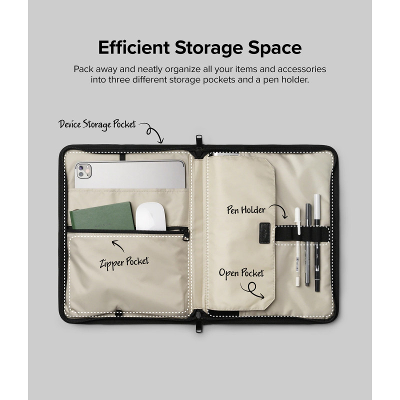 Nešiojamojo planšetinio kompiuterio iki 13 colių „Smart Zip Pouch“ smėlio spalvos maišelio dėklas