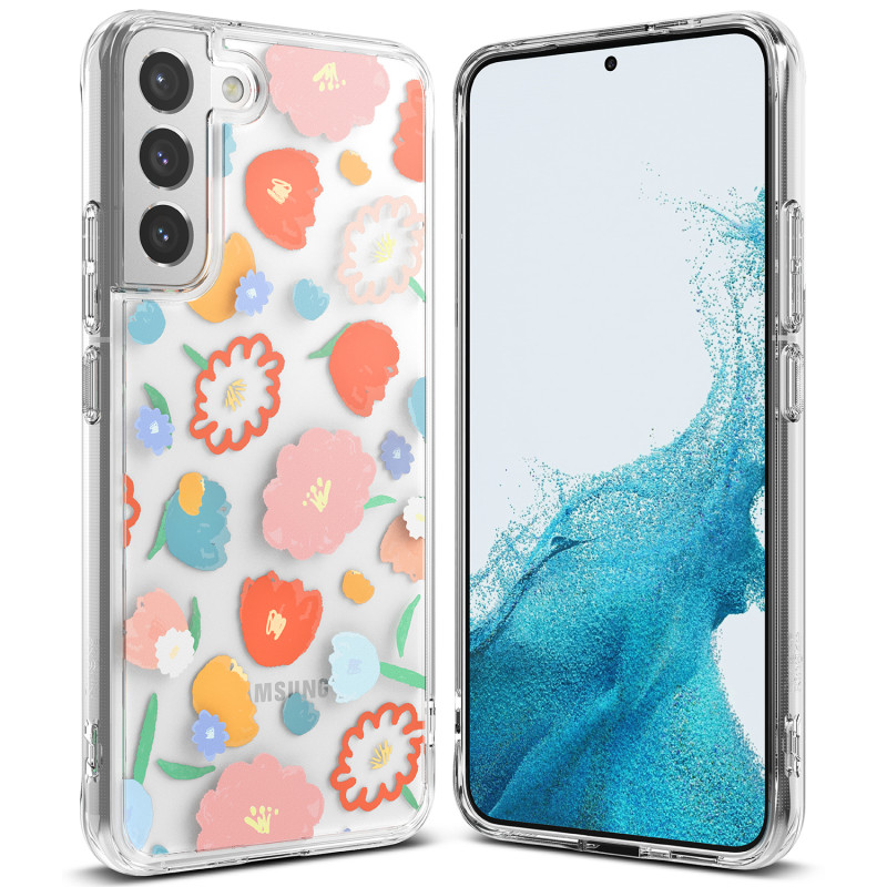 
Šarvuotas dėklo dangtelis su gelio rėmeliu Galaxy S22+ Fusion Design Floral skaidrus
