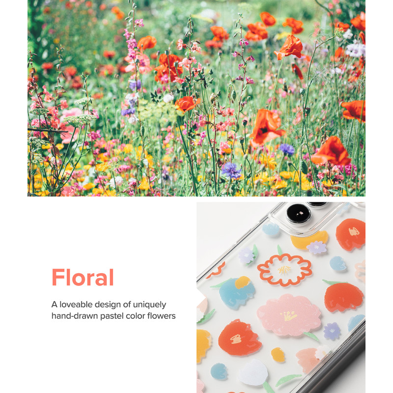 Šarvuotas dėklo dangtelis su gelio rėmeliu Galaxy S22+ Fusion Design Floral skaidrus