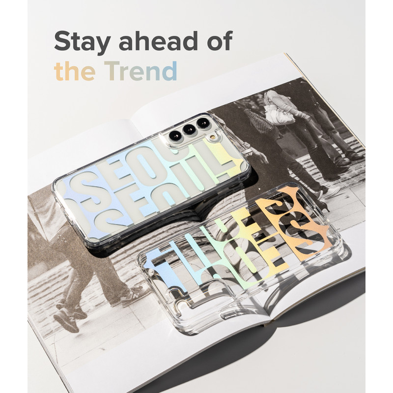 Šarvuotas dėklo dangtelis su gelio rėmeliu Galaxy S22+ Fusion Design Seoul skaidrus