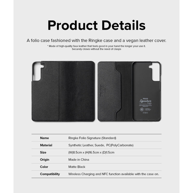Odinis dėklas su atvartu, skirtas Galaxy S22+ Folio Signature juodas